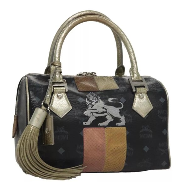 MCM Vicetos Logogram Hand Bag PVC Black Auth - Picture 3 of 16